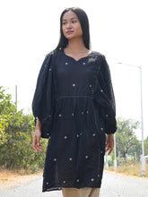 Black balloon sleeve dress